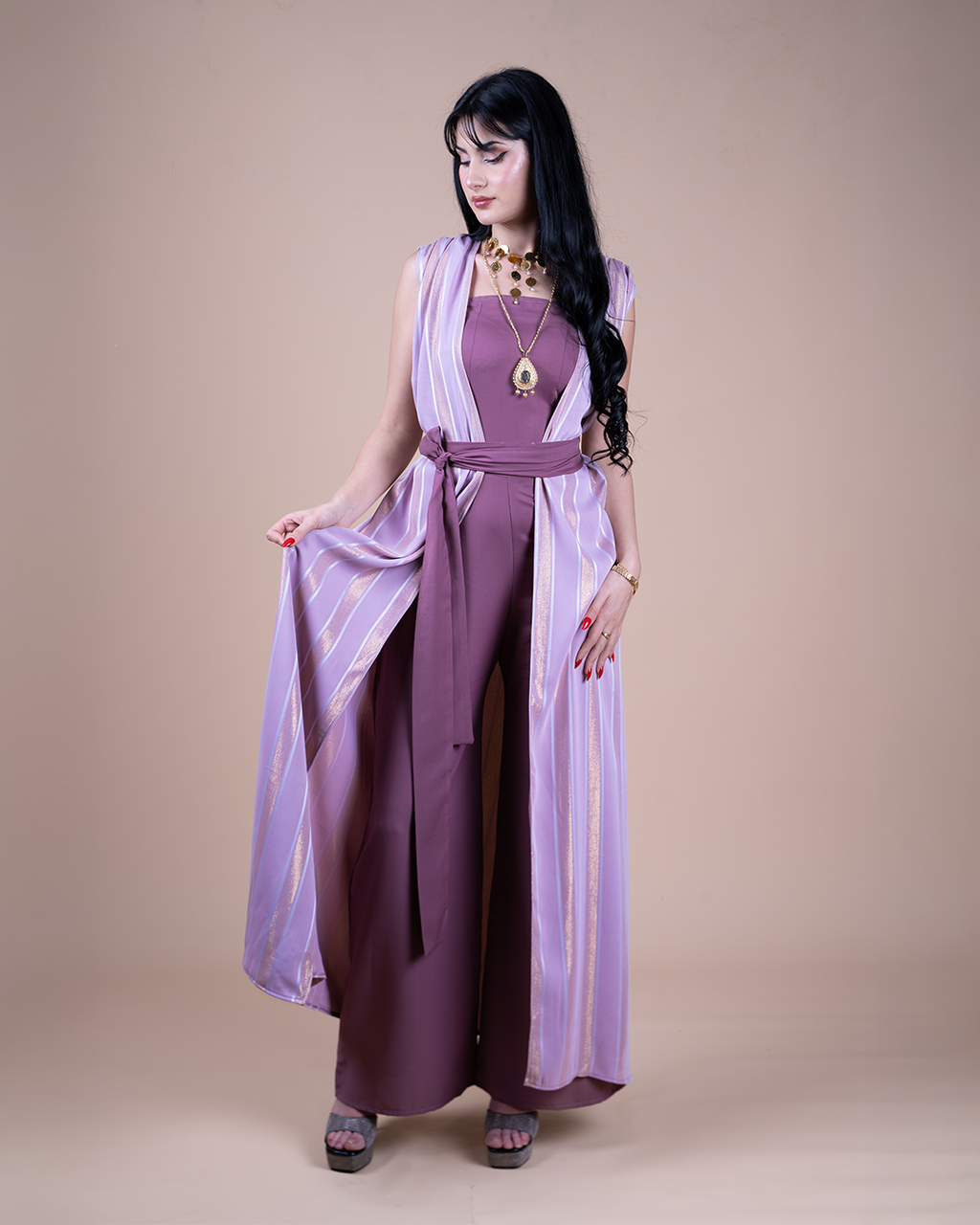 Merya Evening Wear - Pink Jumpsuit